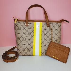 New Anne Klein Varsity Purse with Card and Change Wallet